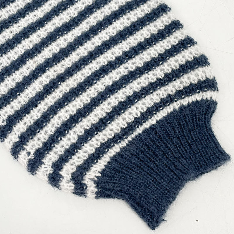 Women's Striped Drop Shoulder Sweater, Y2k Casual Bishop Sleeve Boat Neck Jumper Tops for Daily Outdoor Wear Back To School, Sweaters for Women, Ladies Knitwear for Fall, Fall Outfits, Fallfreshness, Preppy 80s Clothes - Seldom Seen Styles