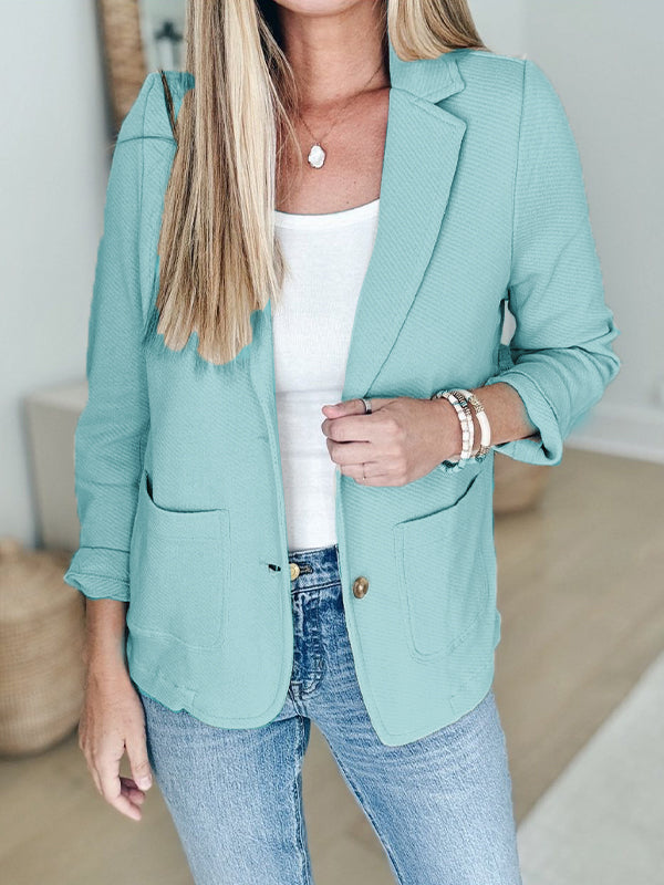 Women's Lapel Button Casual Jacket - Seldom Seen Styles