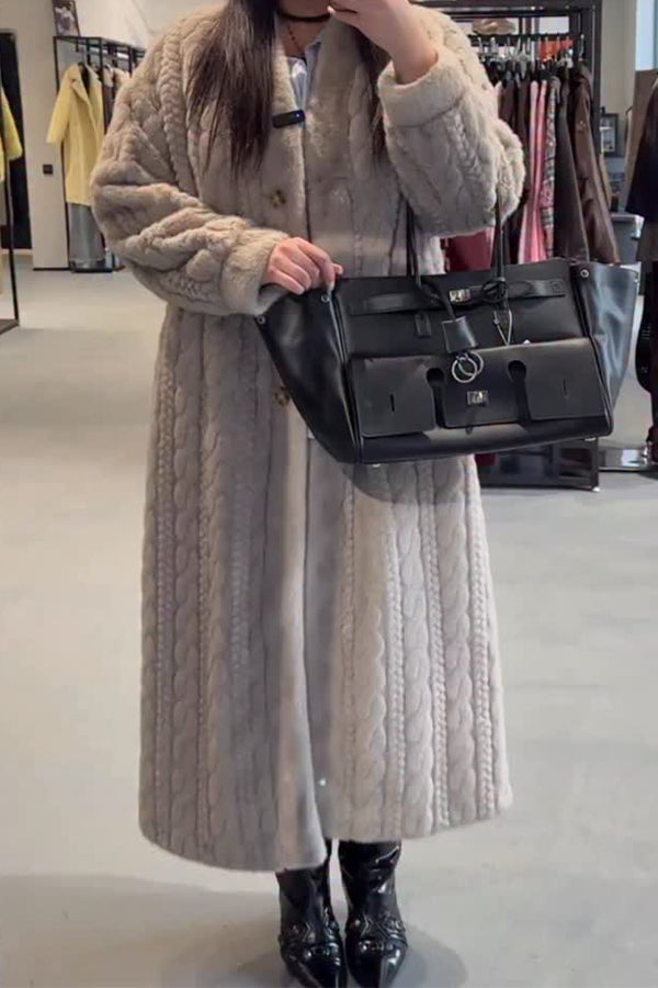 Women Casual Warm Cable-knit Plush Long Cardigan Coat - Seldom Seen Styles