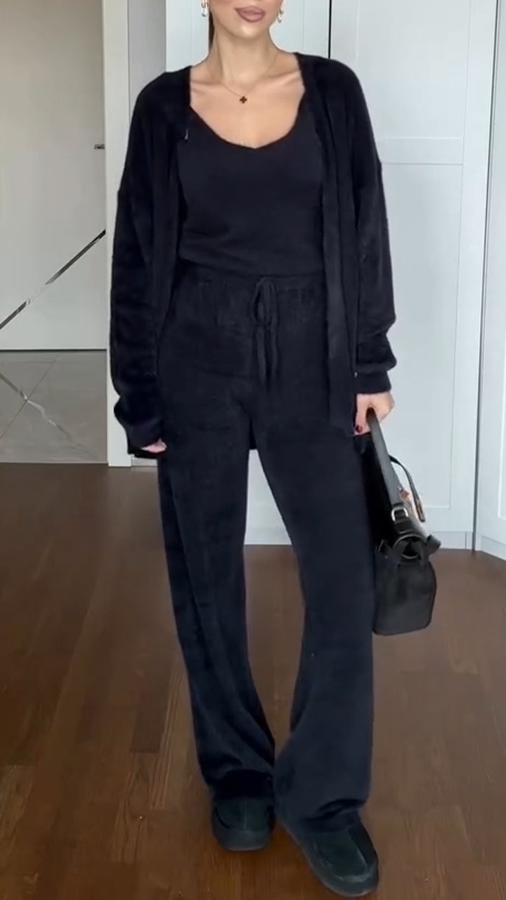 Women Solid Color Casual Three-piece Suit - Seldom Seen Styles