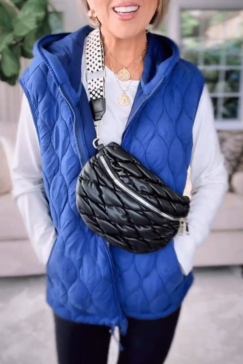 Women Solid Color Hooded Casual Vest - Seldom Seen Styles