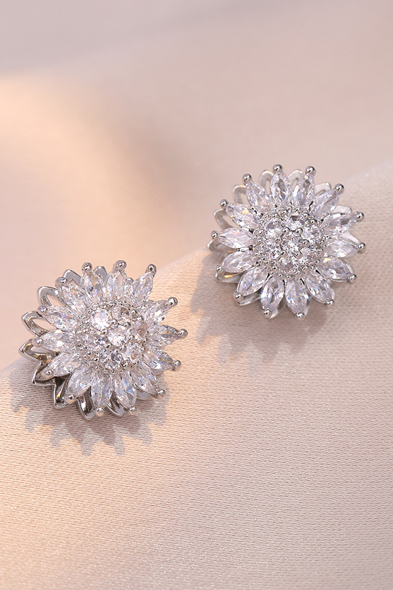 Women's Sunflower Diamond Earrings - Seldom Seen Styles