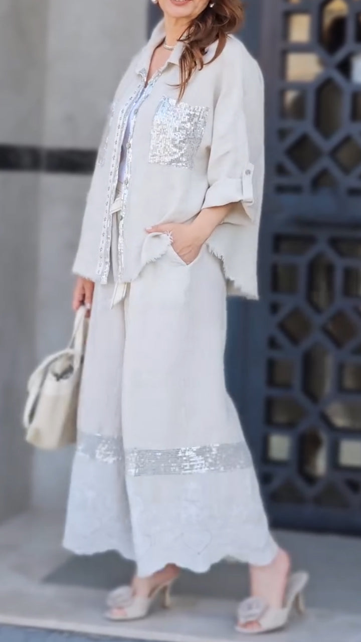 Women's Round Neck Stitching Printed Gold-stamped Commuter Suit - Seldom Seen Styles