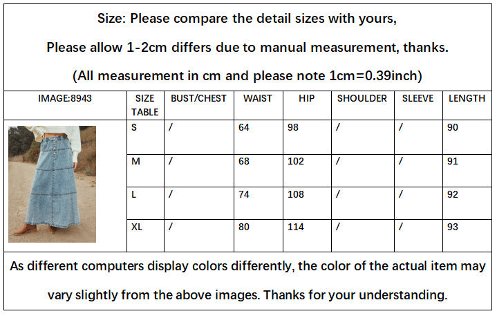 Women Casual Denim Maxi Skirt Elastic High Waist Tiered A Line Long Jean Skirt Y2k Western Patchwork 2025 - Seldom Seen Styles