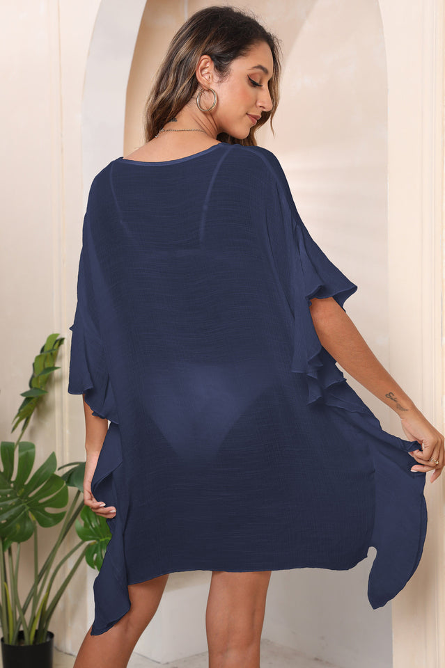 Ruffle Loose Beach Cover Up Dress - Seldom Seen Styles