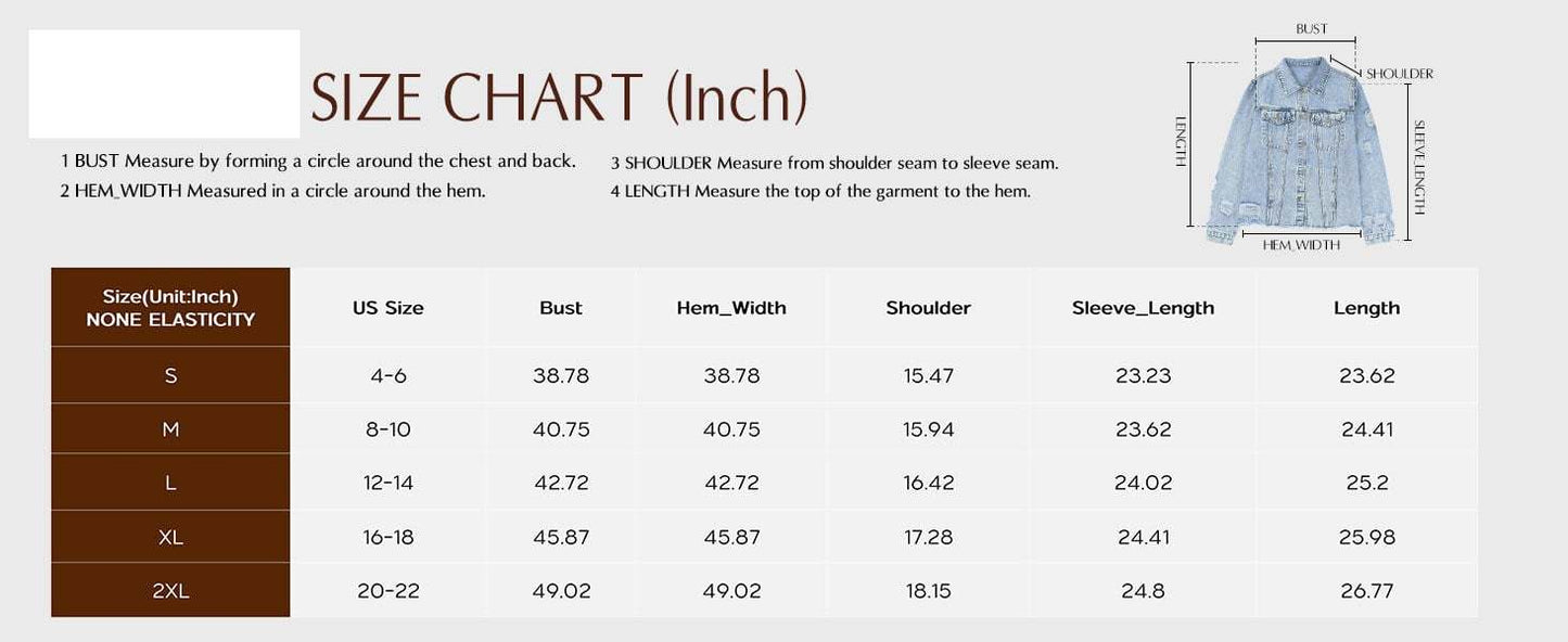 Women's Jean Jackets Casual Non Stretch Boyfriend Washed Coats Distressed Ripped Lapel Long Sleeve Denim Outwear Tops 2025 Spring Womenswear Outfits Dealsforyoudays - Seldom Seen Styles