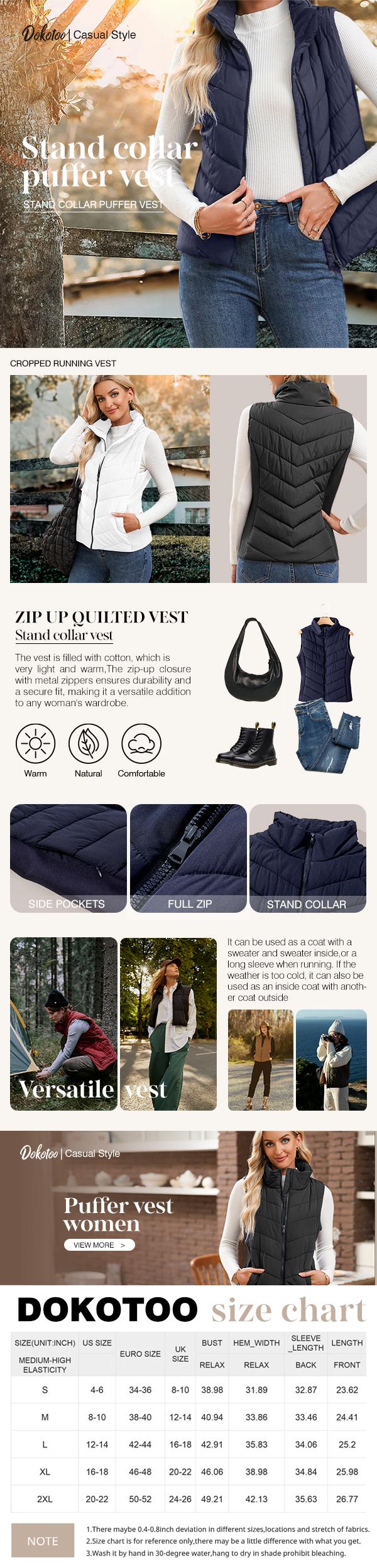 Puffer Vest Women Sleeveless Zip Up Outerwear Stand Collar Quilted Vest Warm Winter Jackets Coats with Pocket - Seldom Seen Styles