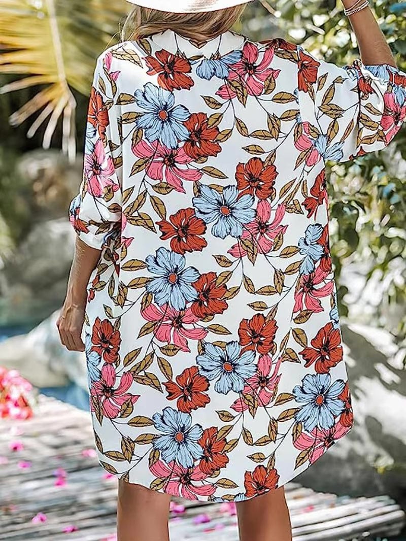 Bohemian Floral Button Up Bikini Cover Up - Seldom Seen Styles