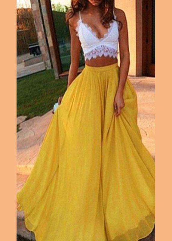 Chiffon pure-color full-skirted holiday beach dress fairy skirt - SooLinen