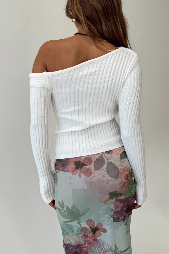 Fitted Ribbed Womens Off The Shoulder Sweater Top Oversized Fall Batwing Boat Neck Knit Sexy Casual Pullover - Seldom Seen Styles