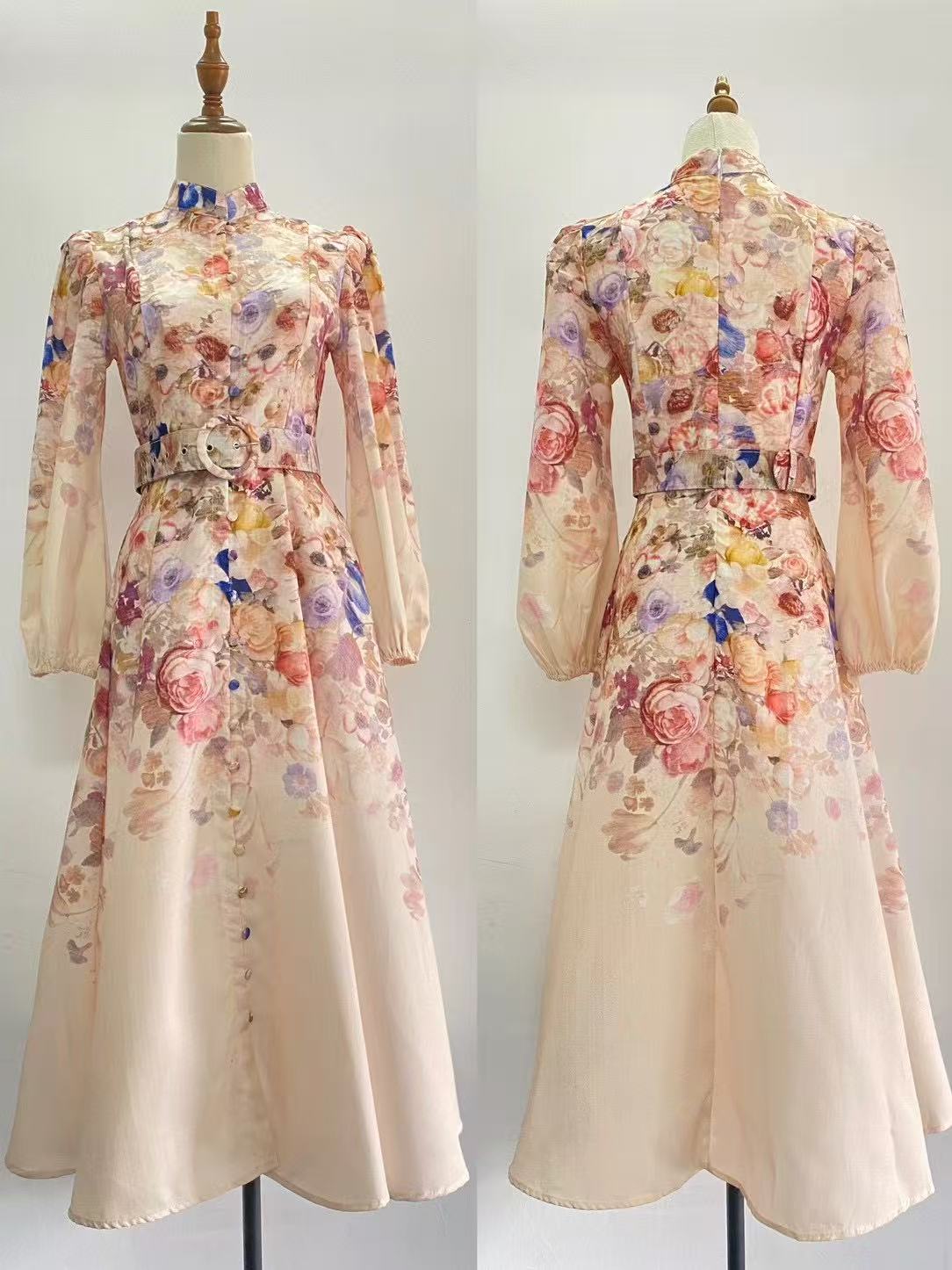 Heisel Button-Front Printed Midi Dress Pockets and Belt - Seldom Seen Styles