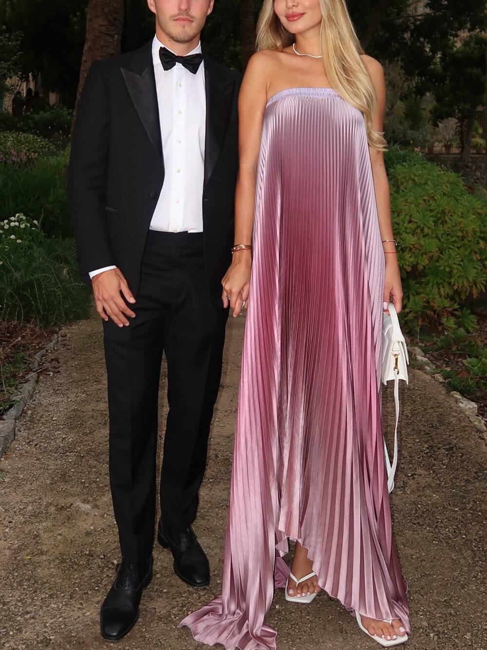 L'Idée Bisous Strapless Gown In Mauve Ombré Size 4 Exquisite Pleated Tube Top Irregular Hem Maxi Dress - Seldom Seen Styles