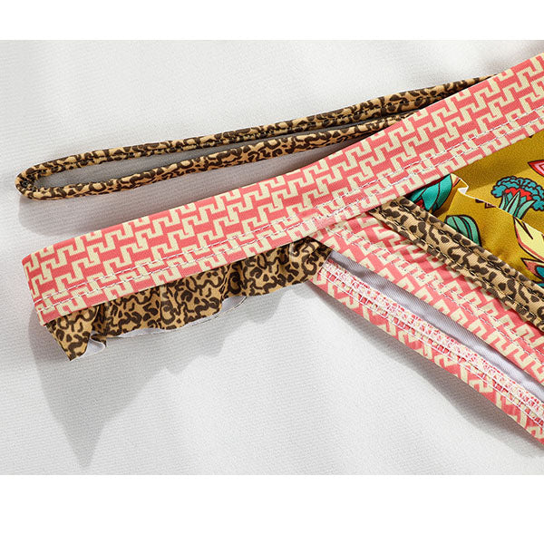 Lenny Vintage Floral Print Ruffled Bikini Set - Seldom Seen Styles