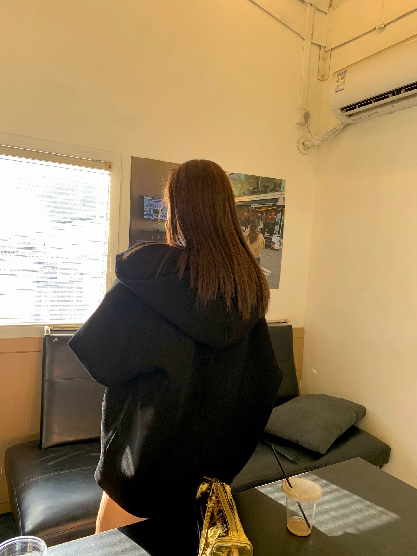 520G retro top jacket oversize cardigan hooded sweater women loose lazy wind