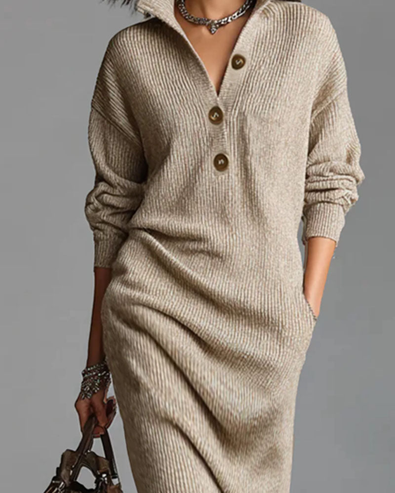 Elegant Pullover Knit Midi Dress - Seldom Seen Styles