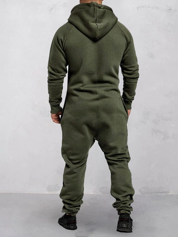 Hooded Fleece Solid Color Jumpsuit Jumpsuit coofandystore