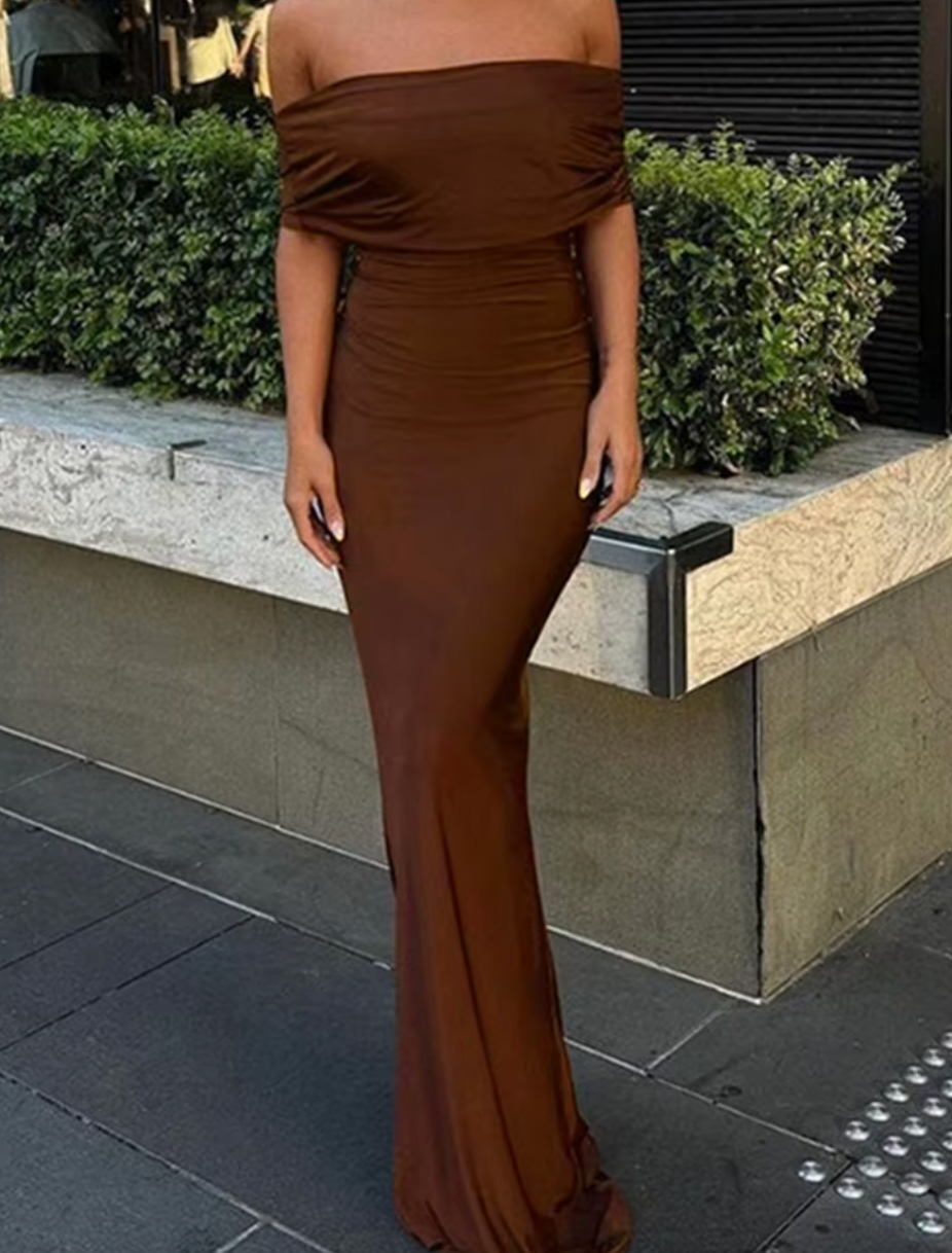 TESSI OFF THE SHOULDER OPEN BACK DRESS - Seldom Seen Styles