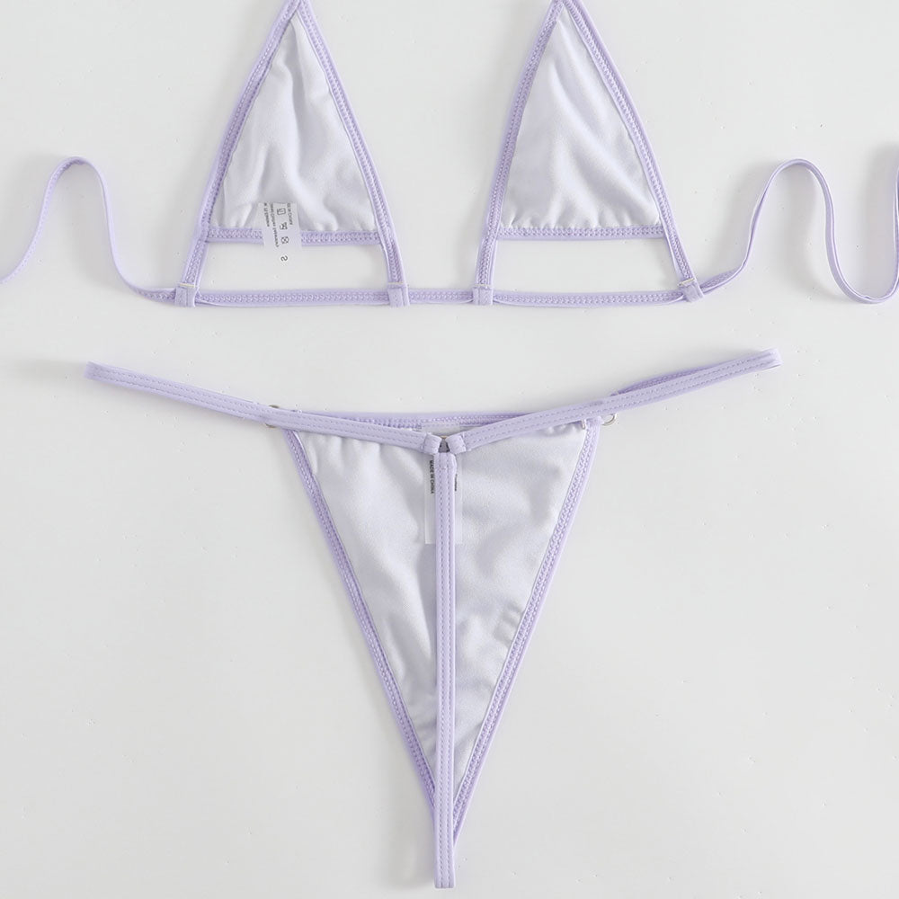 Sexy Petal Effect String Thong Cutout Micro Triangle Brazilian Two Piece Bikini Swimsuit - Seldom Seen Styles