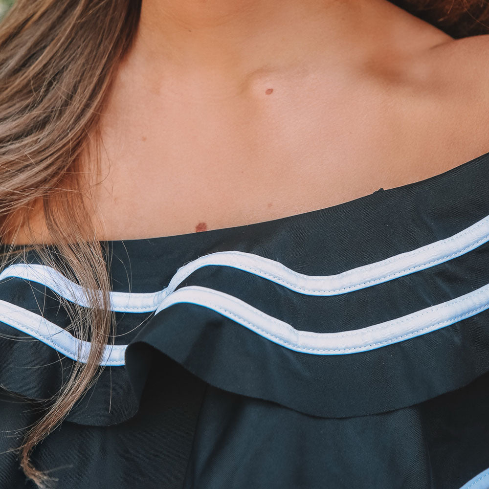 Stripe High Waist Off Shoulder Brazilian Two Piece Bikini Swimsuit - Seldom Seen Styles