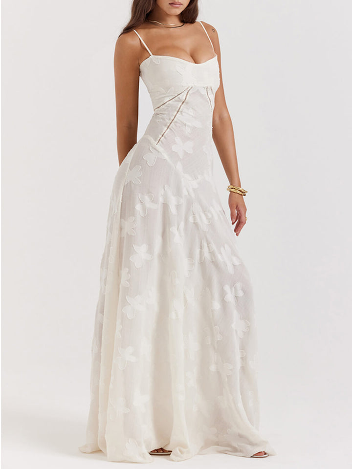 Women's Seren Lace-Up Maxi Dress Vintage Cream Floral Lace Back Maxi Dress - Seldom Seen Styles