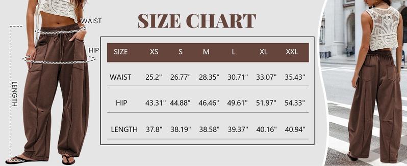 Women's Baggy Barrel Pants Wide Leg Lounge Drawstring Sweatpants with Pockets Minimalist Bottoms Casual Style Comfortable Breathable Material - Seldom Seen Styles