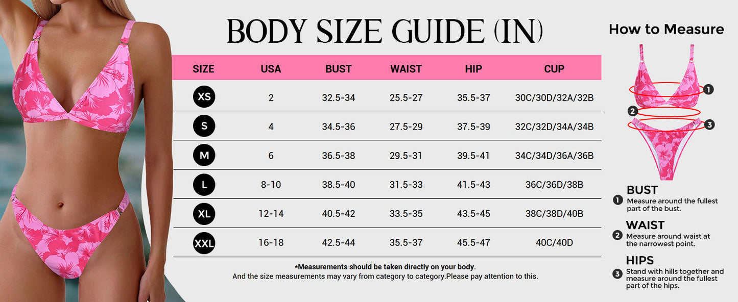 Women's 2 Piece Floral Print Swimsuit Triangle String High Cut Bikini Sets Bathing Suit