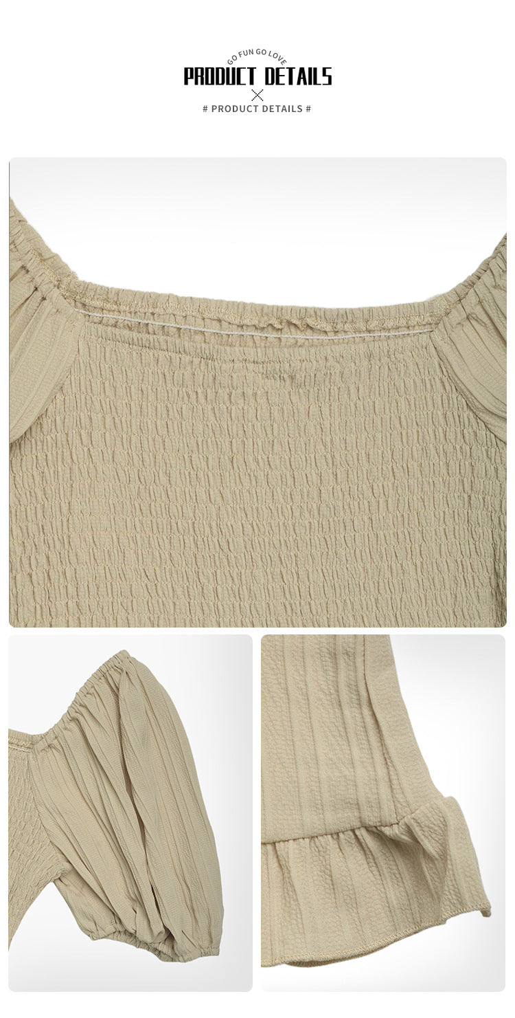 Women's Summer Fashion Casual Short Jumpsuit Square Neck Short Puff Sleeve Loose Romper Ruffle Pleated Rompers