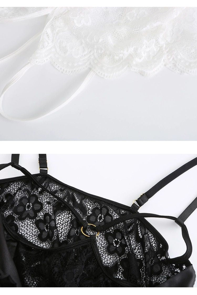 Sexy Lingerie Tight Small Chest Sexy Lace Temptation See-through No-take-off Pajamas Women Passion Set