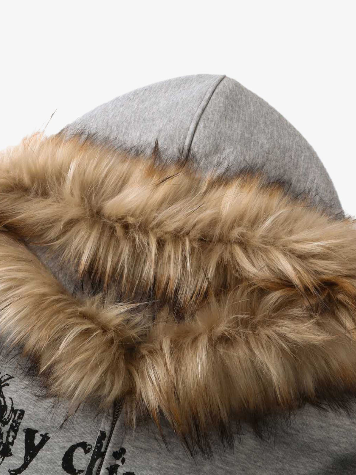 Thesupermade Wasteland Style Cardigan Zip UP Fur Hooded Jacket - 2279