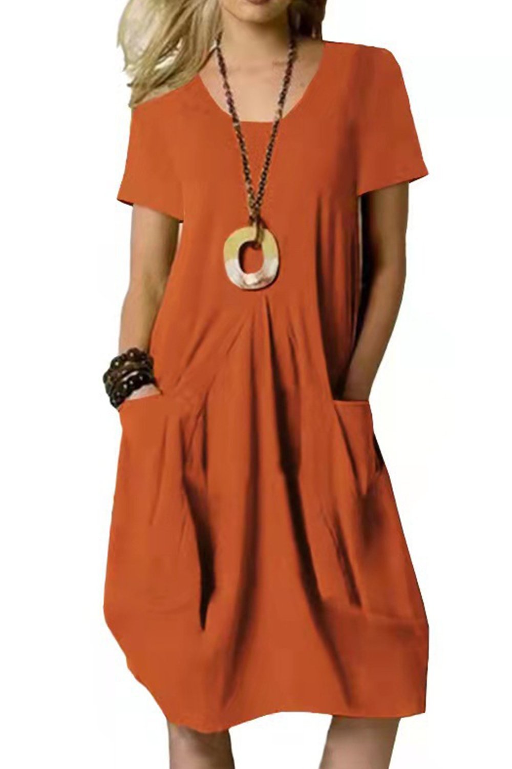 Cotton and Linen Solid Color Loose Short-sleeved Dress - Seldom Seen Styles