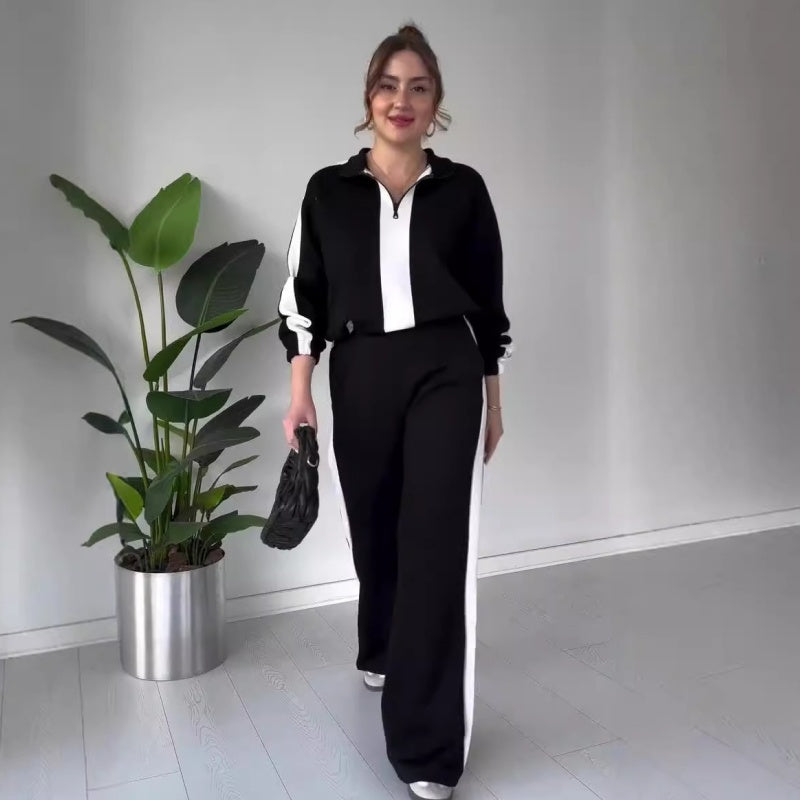 🔥🖤Black Friday Sale:50% OFF🔥Women’s Zipper Lapel Tops & Pants 2-Piece Set