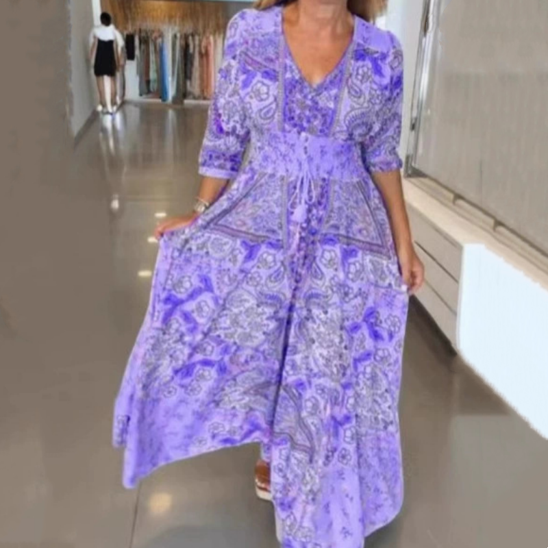 Lady's elegant long dress flower dress