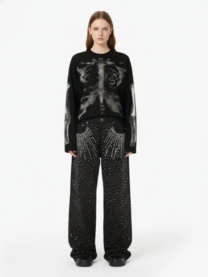 Skeleton Graphic Waffle Sweatshirt