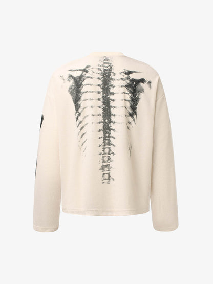 Skeleton Graphic Waffle Sweatshirt