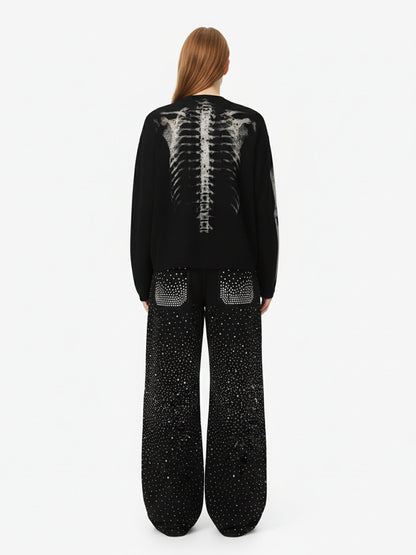 Skeleton Graphic Waffle Sweatshirt