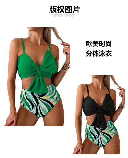 Womens Bikini Set High Waisted Swimwear Tie Knot High Rise Two Piece Swimsuits Bathing Suits