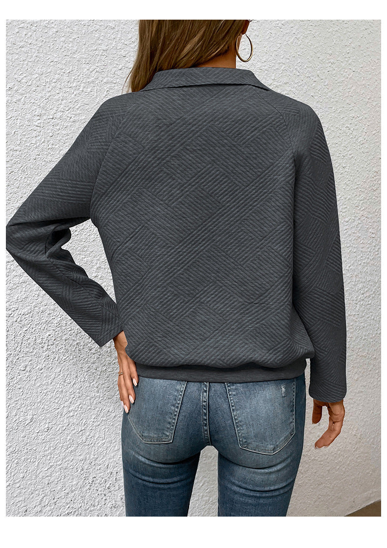 Independent Station Wholesale Hot Selling Multi-color Casual Simple Versatile Long Sleeve Textured Solid Color Cross-border Sweatshirt