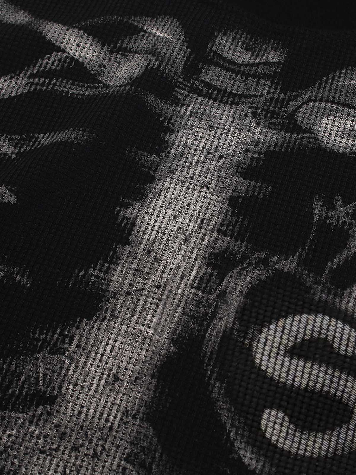 Skeleton Graphic Waffle Sweatshirt – Spooky Halloween Vibes - 2495 