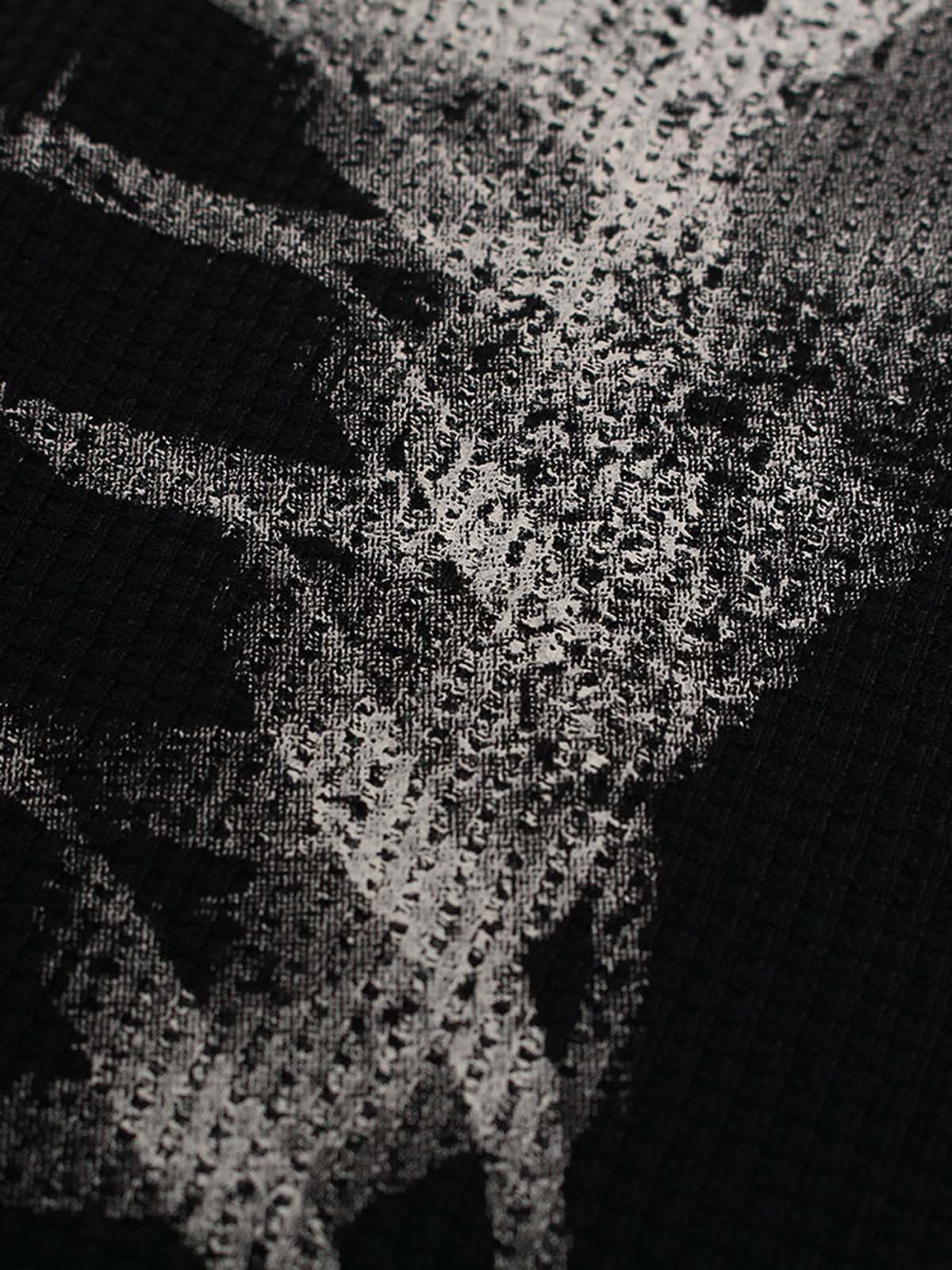 Skeleton Graphic Waffle Sweatshirt – Spooky Halloween Vibes - 2495 