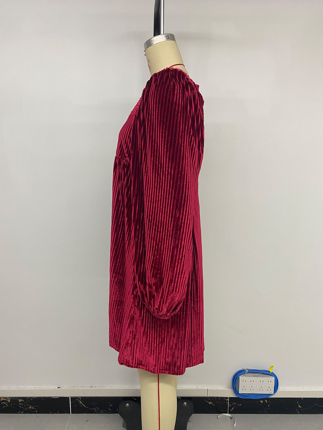 Women's Square Neck Velvet Dress Long Sleeve Tie Back Open Back Ruffle Mini Babydoll Dress