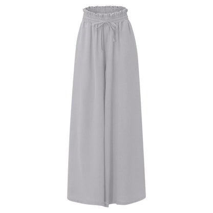 Womens Plus Size Wide Leg Pants Casual Elastic High Waist Flowy Pants Drawstring Palazzo Pants with Pockets - Seldom Seen Styles