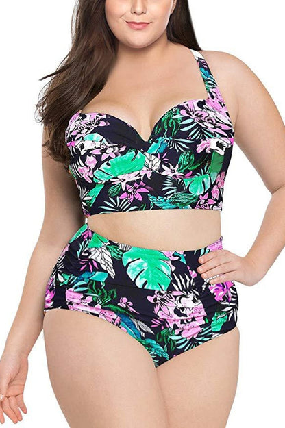 (L-5XL) Tropical Print Bikini Set - Seldom Seen Styles