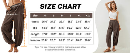 Womens Baggy Wide Leg Pants Casual Elastic Waisted Palazzo Harem Pants with Pockets Baggy Sweatpants Teacher Outfits Bohemian Trousers Loose Wideleg Bottom - Seldom Seen Styles