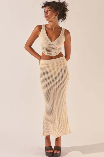 Crochet Midi Top + Skirt Set - Seldom Seen Styles