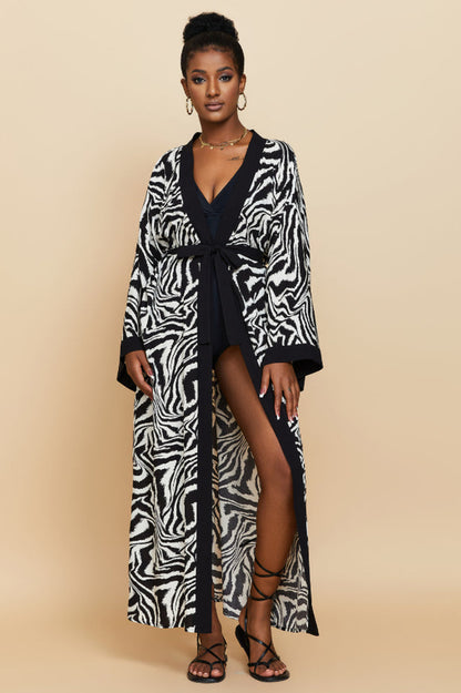 Print Belted Kimono Dress - Seldom Seen Styles