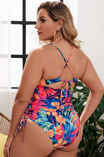 (XL-4XL) Floral Print Cutout One Piece Swimsuit - Seldom Seen Styles