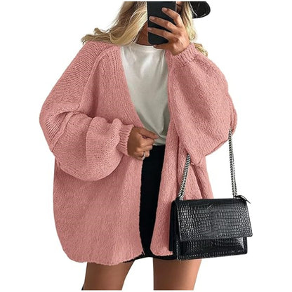 Women's Oversized Cardigan Sweater Fall Long Lantern Sleeve Knit Open Front Lightweight Sweater Knitwear Tops - Seldom Seen Styles