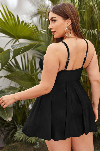 Plus Mesh Insert Ruffle Bikini Swimsuit - Seldom Seen Styles