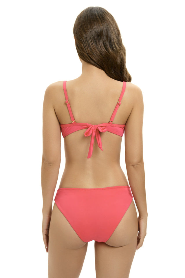 Solid Color Tie Front Bikini Set - Seldom Seen Styles