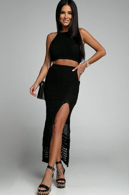 Hannah Knit Crop Top + Skirt Set - Seldom Seen Styles